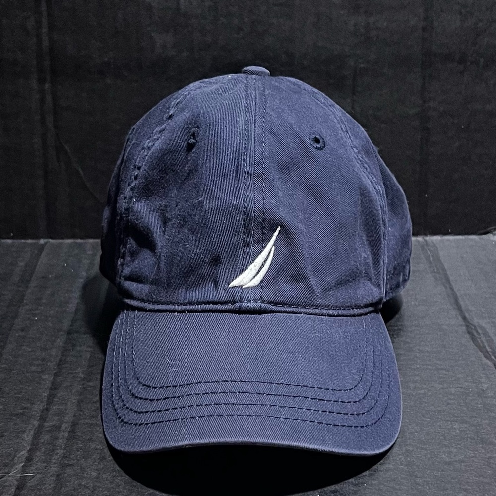 VINTAGE Nautica Hat Cap Mens Strapback Blue Sail Logo  Spell Out Preppy Baseball